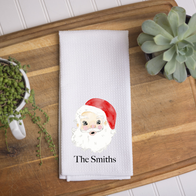 Personalized Christmas Kitchen Towel – Traditional Santa