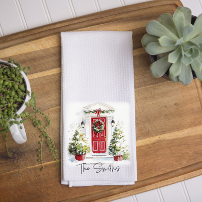Personalized Christmas Kitchen Towel – Holiday Front Porch