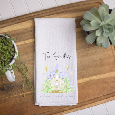 Personalized Christmas Kitchen Towel – Watercp;pr Chapel