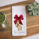  Personalized Christmas Kitchen Towel – Red Bow Bells