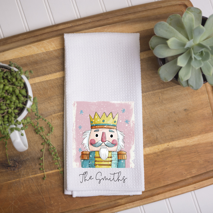 Personalized Christmas Kitchen Towel – Pink Nutcracker