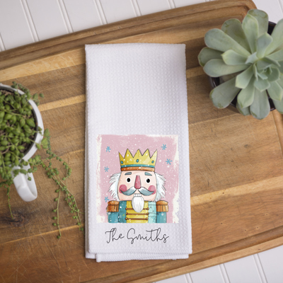 Personalized Christmas Kitchen Towel – Pink Nutcracker