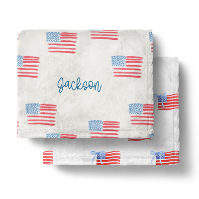 Patriotic Personalized Red, White, Blue Blanket 
