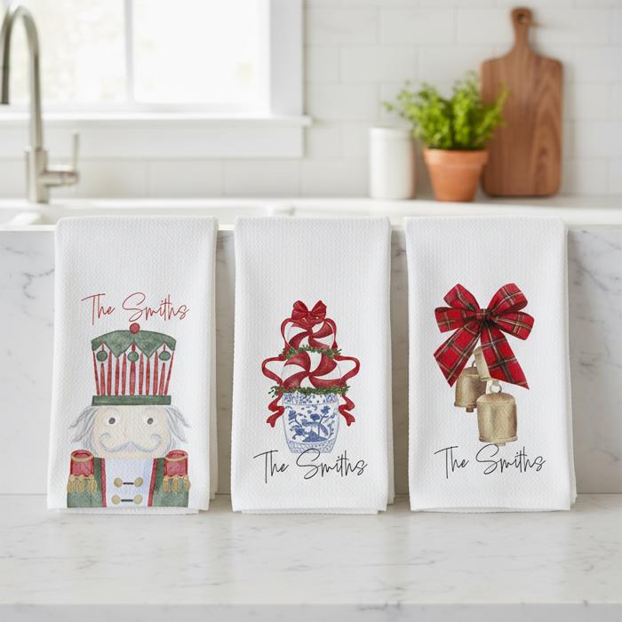 Personalized Christmas Waffle Towel