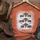 X-Small Autumn Whatever Lassos Your Longhorn Shirt, Wild West, Cowgirl Shirt, Boho Tee, Country Shirt, Longhorn Skull Western Shirt, Cowgirl Rodeo Shirts
