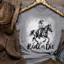 X-Small Storm Western Ride or Die Shirt, Vintage Inspired T-shirt, Western Graphic Tee, Retro Riding Sweater, Equestrian Gifts, Cowgirl Shirt,Cowboy Shirt