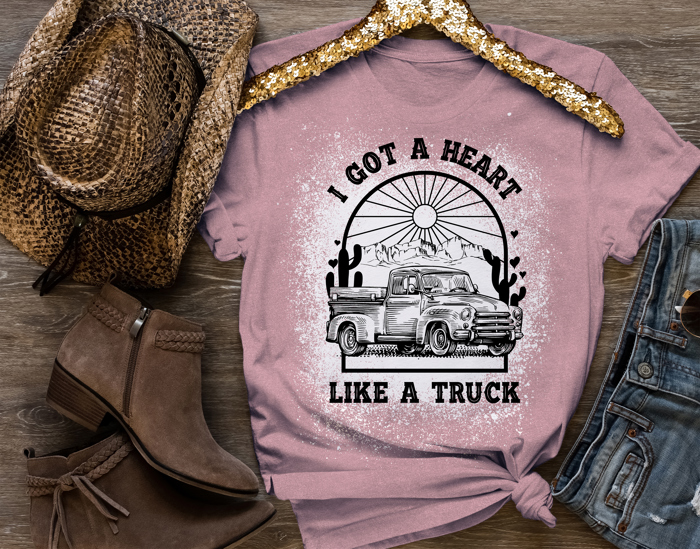 I Got A Heart Like A Truck Printed Sweatshirt, Western Sweatshirt and Hoodie, Country Sweatshirt