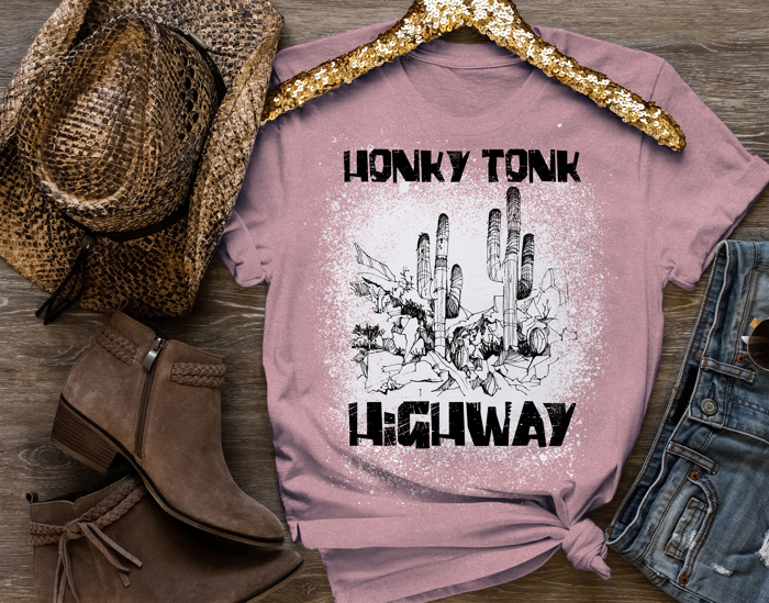 Desert Honky Tonk Highway Graphic Tee, Vintage Retro Country Music Shirt, Unisex Western Band Concert Top, Cowboy Rodeo Festival Apparel,