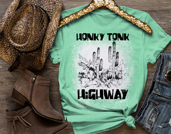 Desert Honky Tonk Highway Graphic Tee, Vintage Retro Country Music Shirt, Unisex Western Band Concert Top, Cowboy Rodeo Festival Apparel,