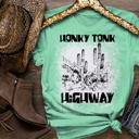 X-Small Mint Desert Honky Tonk Highway Graphic Tee, Vintage Retro Country Music Shirt, Unisex Western Band Concert Top, Cowboy Rodeo Festival Apparel,