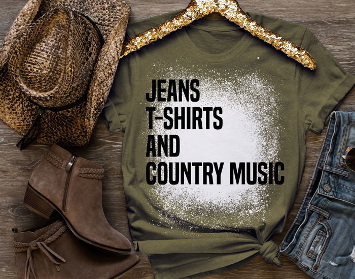 Jeans T-shirts And Country Music T-Shirt, Country Music Lover Shirt, Country Music Shirt, Country Shirt, Music Lover Gift