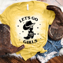 Medium Maize Yellow Let's Go Girls T-Shirt, Girls Trip Shirt, Let's Go Girls Graphic Shirt, Retro Graphic Shirt, Gifts for Her, Bachelorette Bridal Party Shirts