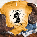 X-Small Mustard Let's Go Girls T-Shirt, Girls Trip Shirt, Let's Go Girls Graphic Shirt, Retro Graphic Shirt, Gifts for Her, Bachelorette Bridal Party Shirts