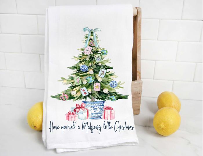 Have Yourself a Mahjong Little Christmas Tea Towel