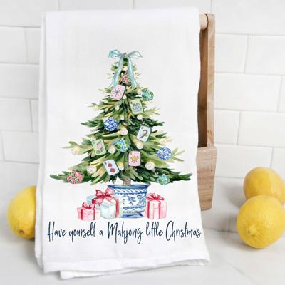 Have Yourself a Mahjong Little Christmas Tea Towel