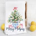  Merry Mahjong Chinoiserie Christmas Tree Tea Towel