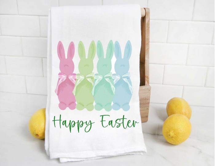 Personalized Flocked Easter Bunny Tea Towel 