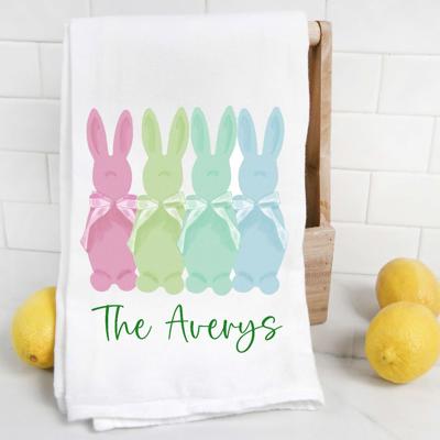 Personalized Flocked Easter Bunny Tea Towel 