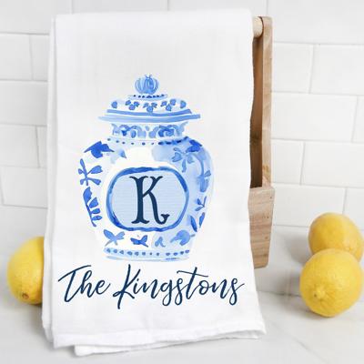 Monogram Chinoiserie Ginger Jar Tea Towel 