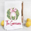  Personalized Holiday Wreath Tea Towel 