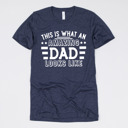 Medium (UNISEX) Amazing Dad Looks Like-White Ink: Heather Midnight Navy Funny Graphic Tees for Awesome Dads