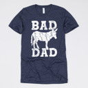 Medium (UNISEX) Bad A** Dad-White Ink: Heather Midnight Navy Funny Graphic Tees for Awesome Dads