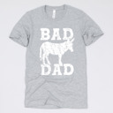 Medium (UNISEX) Bad A** Dad-White Ink: Athletic Grey Funny Graphic Tees for Awesome Dads