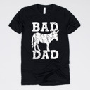 Medium (UNISEX) Bad A** Dad-White Ink: Black Funny Graphic Tees for Awesome Dads