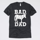 Medium (UNISEX) Bad A** Dad-White Ink: Heather Charcoal Funny Graphic Tees for Awesome Dads