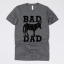 Medium (UNISEX) Bad A** Dad-Black Ink: Heather Grey Funny Graphic Tees for Awesome Dads