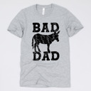 Medium (UNISEX) Bad A** Dad-Black Ink: Athletic Grey Funny Graphic Tees for Awesome Dads