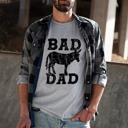 Medium Athletic Grey (Bad A** Dad) Funny Graphic Tees for Awesome Dads