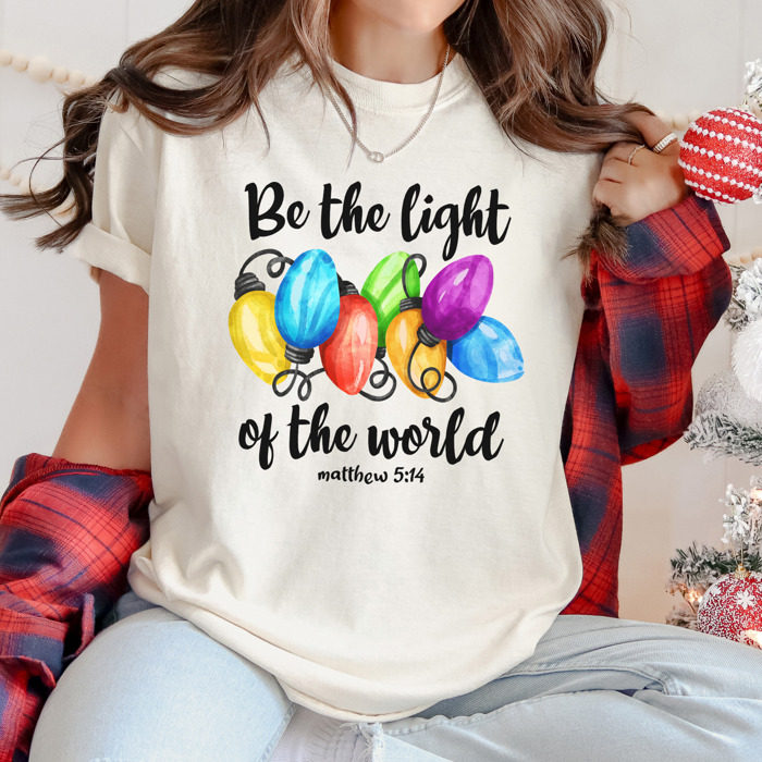 Christmas Bible Verse 'Be The Light' Holiday Comfort Colors Tee