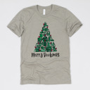 Small (UNISEX) Tree Merry Bookmas: Heather Stone Cozy Christmas Reading T-Shirts - Festive Holiday Book Lover Tees for Teachers, Librarians, Bookworms, and Cozy Gift Ideas
