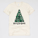 Small (UNISEX) Tree Merry Bookmas: Natural Cozy Christmas Reading T-Shirts - Festive Holiday Book Lover Tees for Teachers, Librarians, Bookworms, and Cozy Gift Ideas
