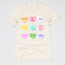 Small (UNISEX) Candy Hearts: Natural Valentine’s Day Teacher Graphic Tees – Cute Classroom Tshirts, Teacher Team Shirts, Hearts and Love Designs, School Valentine Celebration