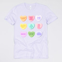 Small (UNISEX) Candy Hearts: Lavender Dust Valentine’s Day Teacher Graphic Tees – Cute Classroom Tshirts, Teacher Team Shirts, Hearts and Love Designs, School Valentine Celebration