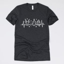Small (UNISEX) Christmas Heartbeat: Heather Charcoal Christmas Nurse T-Shirts – Festive Holiday Tees for Nurses, Medical Staff, and Holiday Gifts