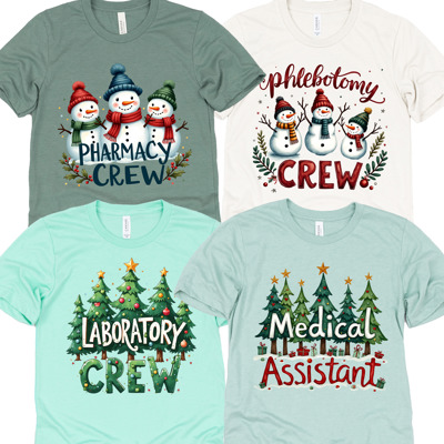 Christmas Medical Crew T-Shirts – Festive Holiday Tees for Nurses, Lab Techs, Pharmacists, Healthcare Teams and Xmas Gift Ideas