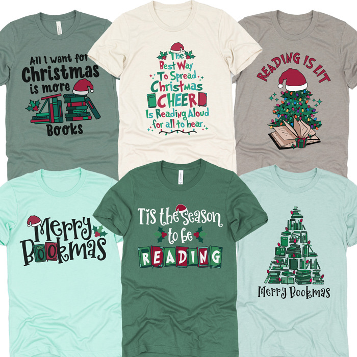 Cozy Christmas Reading T-Shirts - Festive Holiday Book Lover Tees for Teachers, Librarians, Bookworms, and Cozy Gift Ideas