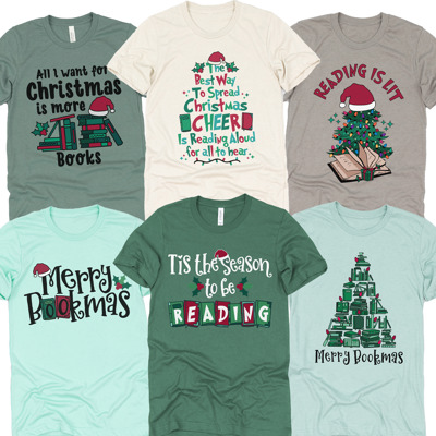 Cozy Christmas Reading T-Shirts - Festive Holiday Book Lover Tees for Teachers, Librarians, Bookworms, and Cozy Gift Ideas