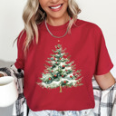 Small (UNISEX) Christmas Tree: Red Vintage Christmas T-Shirts – Retro Holiday Tees with Santa, Snowman, Reindeer, and Festive Nostalgia