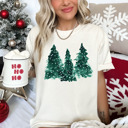 Small (UNISEX) Christmas Trees: Ivory Trendy Christmas T-Shirts, Santa, Reindeer, Gingerbread, and Festive Holiday Graphic Tees for Cookie Exchanges, Christmas Lights, and Holiday Gifts