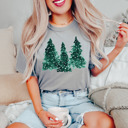 Small (UNISEX) Christmas Trees: Grey Trendy Christmas T-Shirts, Santa, Reindeer, Gingerbread, and Festive Holiday Graphic Tees for Cookie Exchanges, Christmas Lights, and Holiday Gifts