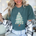 Small (UNISEX) Christmas Tree: Blue Spruce Vintage Minty Christmas Holiday Tees – Santa, Reindeer, Snowman, Noël, and Poinsettia for Classic Holiday Cheer, Cozy Winter Style, and Holiday Gift Ideas