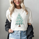 Small (UNISEX) Christmas Tree: Ivory Vintage Minty Christmas Holiday Tees – Santa, Reindeer, Snowman, Noël, and Poinsettia for Classic Holiday Cheer, Cozy Winter Style, and Holiday Gift Ideas