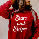  Stars and Stripes Patriotic Fleece Sweater – Cozy Fourth of July Bonfire Bella Canvas Pullover
