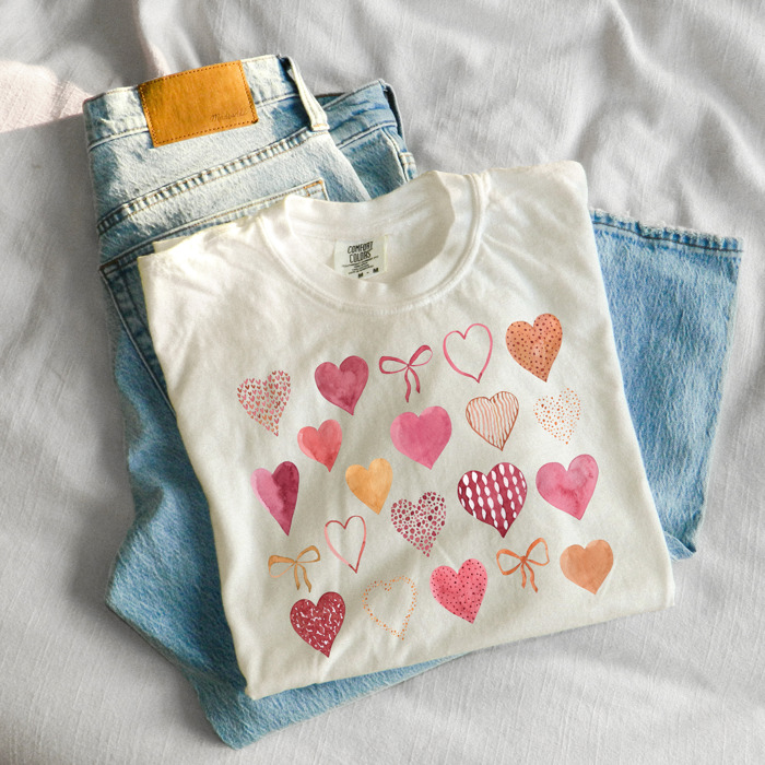 Little Love Valentine Hearts Comfort Colors Tee