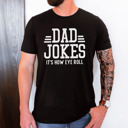 Medium Black (Dad Jokes It's How Eye Roll) Funny Graphic Tees for Awesome Dads