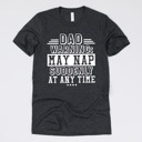 Medium (UNISEX) Dad May Nap Suddenly-White Ink: Heather Charcoal Funny Graphic Tees for Awesome Dads